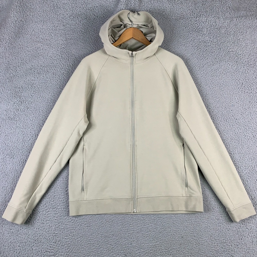 Lululemon City Sweat Hoodie Men's Large L Tan/Green French Terry Full Zip Jacket